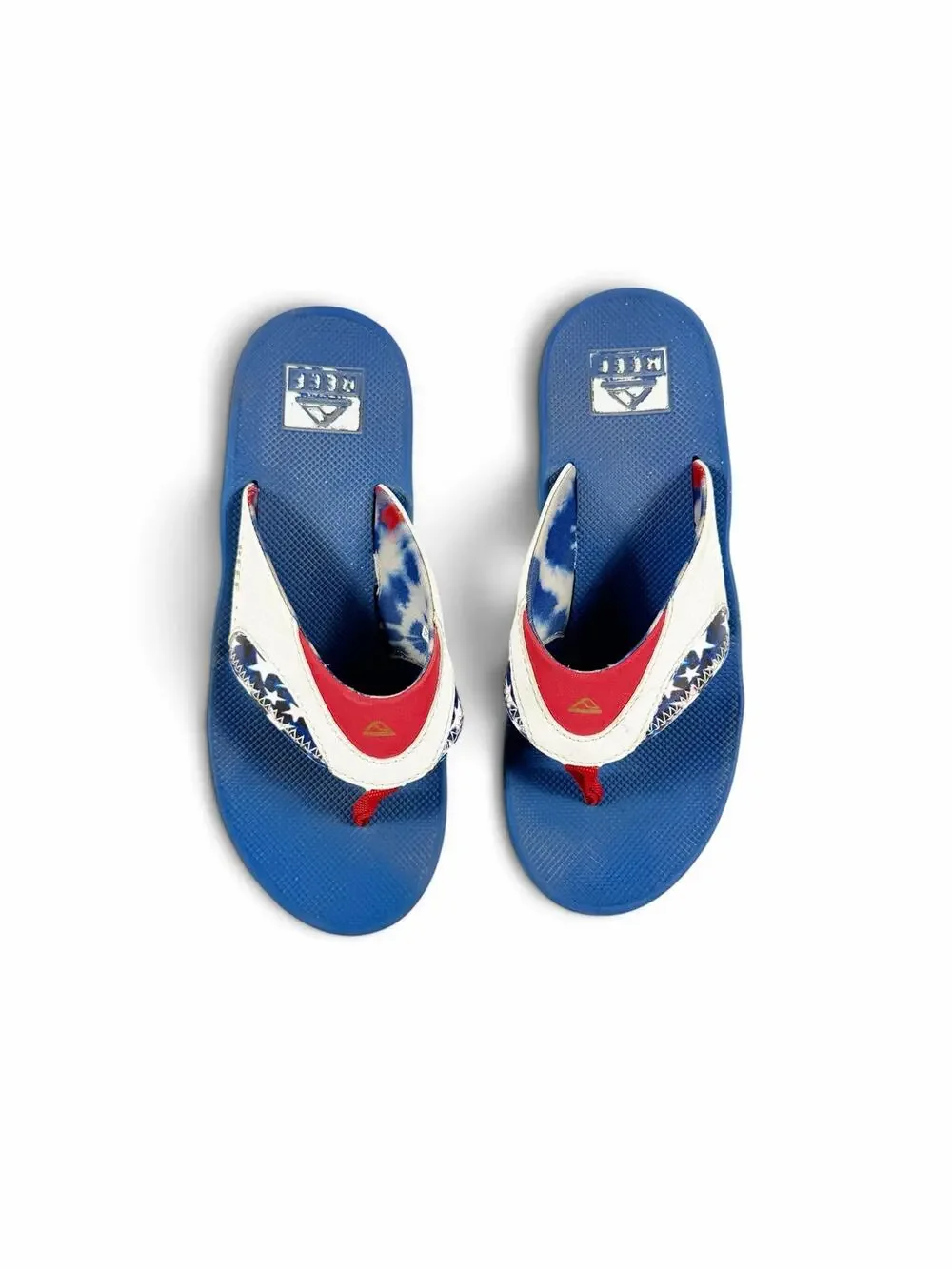REEF Kids Fanning Patriotic Red White Blue Flip Flop Sandals Size 4 big kid